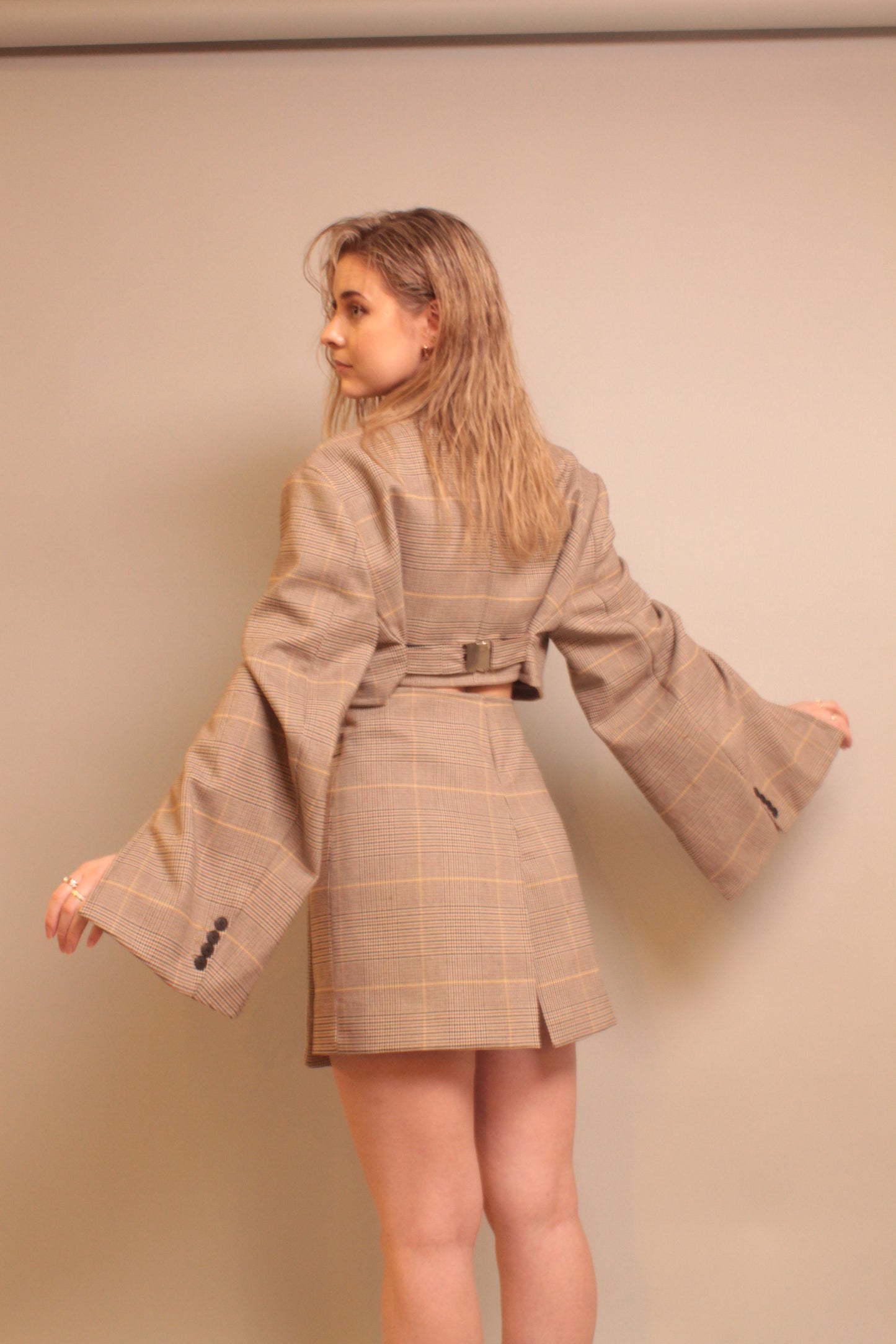 Matching mini jacket and skirt